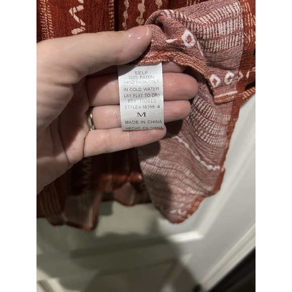 Savanna Jane Brown Cream Floral Embroidery Top Sz M NWT Western Boho Festival - Picture 6 of 7